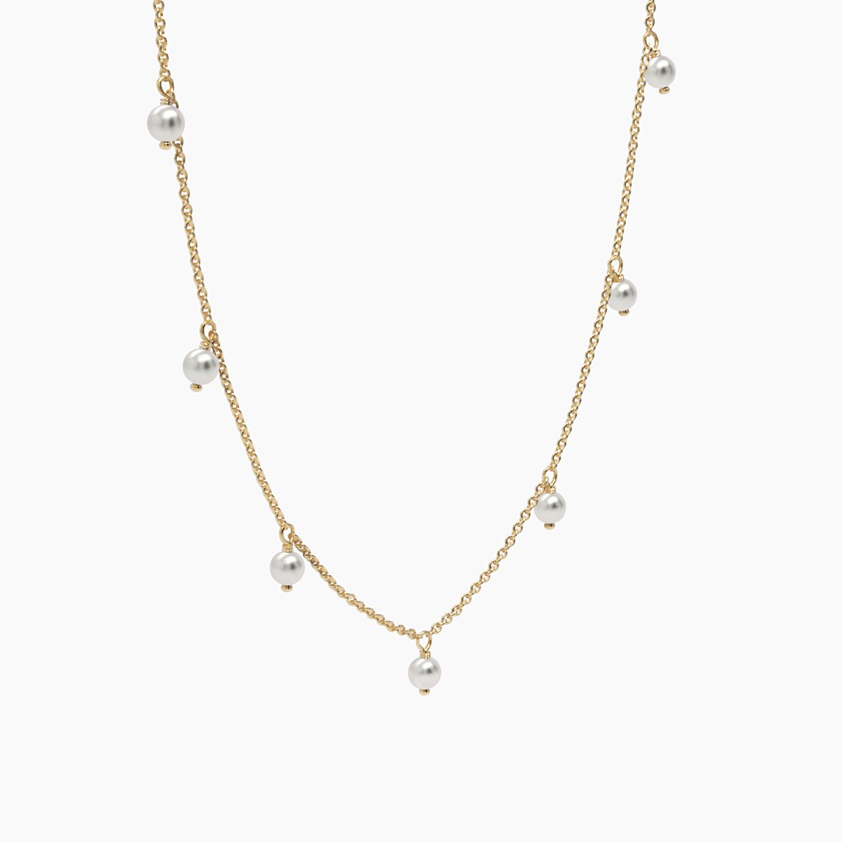 Tiny Hanging Pearls Necklace - Narcissus