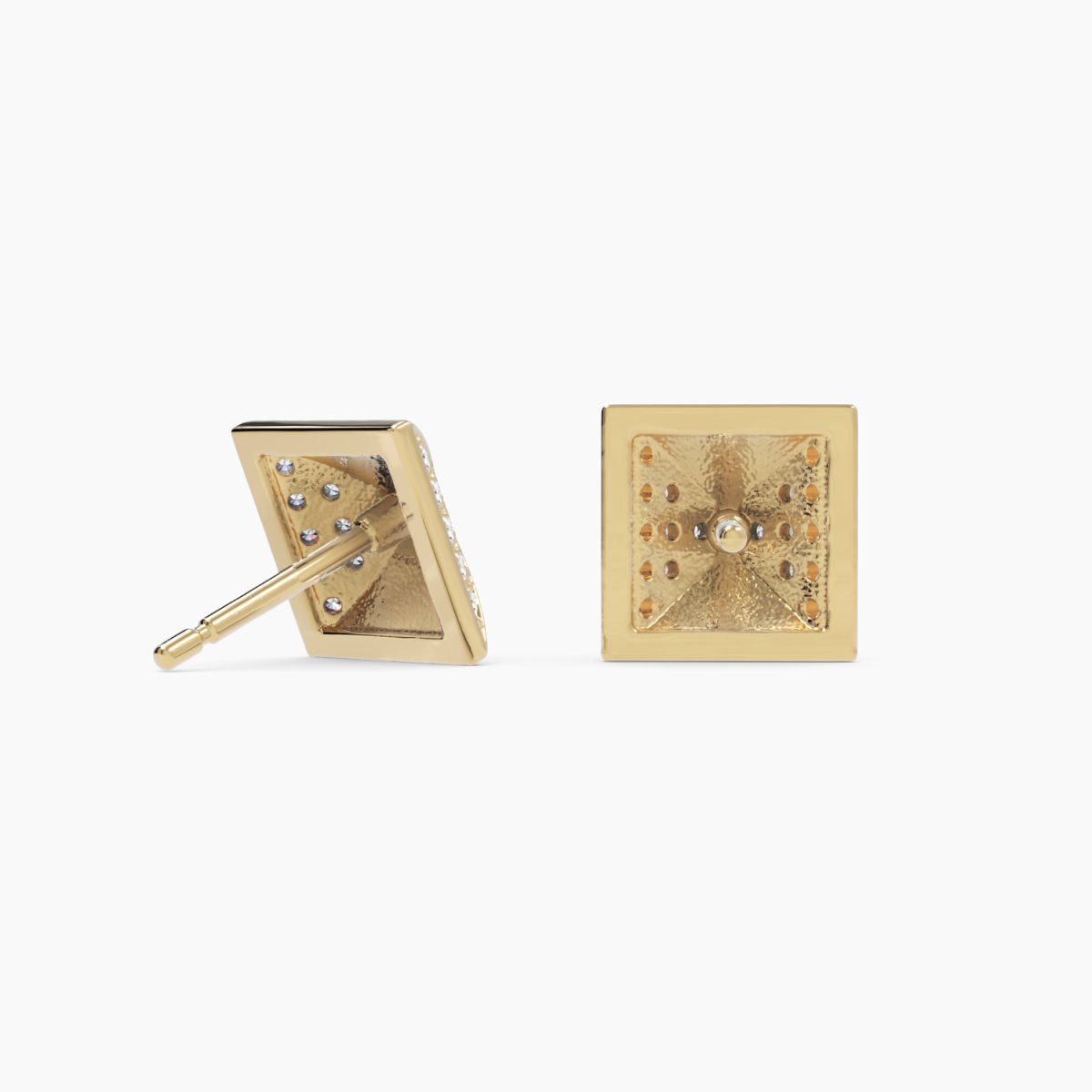 Pyramid Diamond Stud Earrings - Narcissus