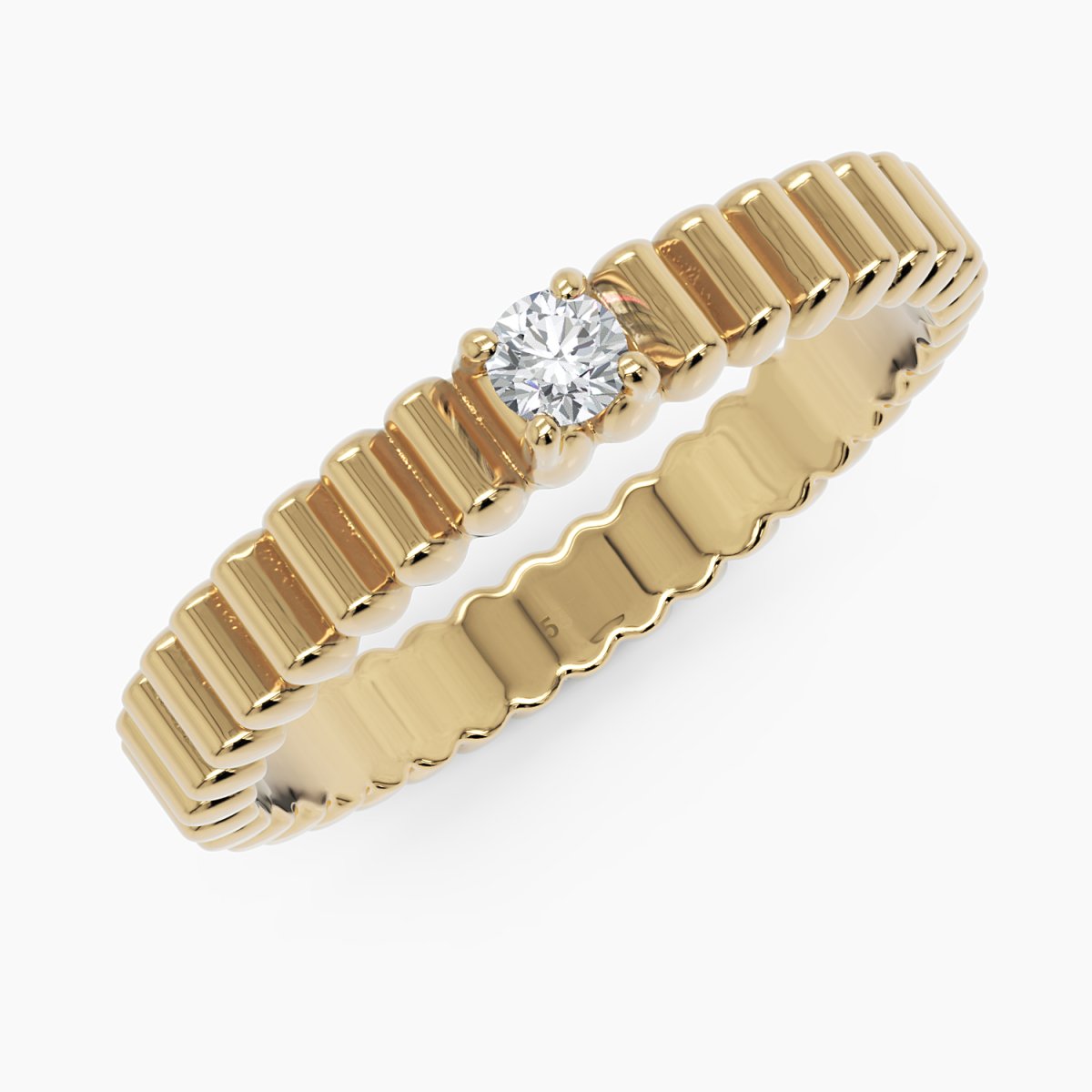 Ribbed Solitaire Diamond Ring - Narcissus