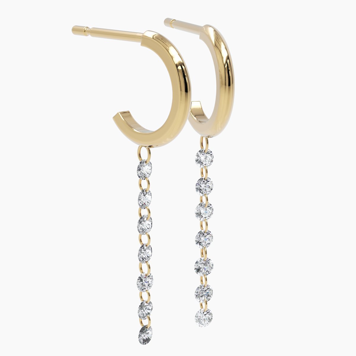 Nude Diamond Drop Earrings in Rose Gold - Narcissus