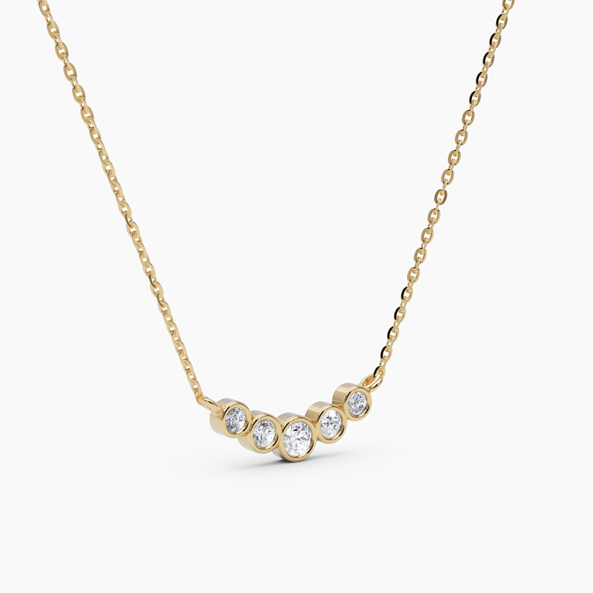 Dainty Diamond Bezel Bar Necklace - Narcissus