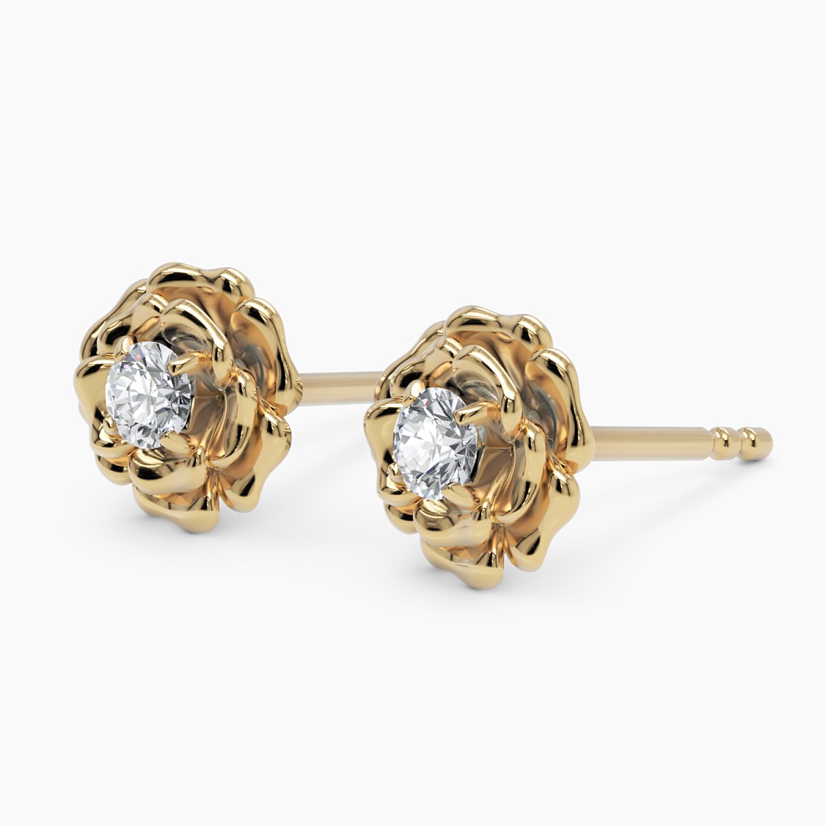 Rose Stud Diamond Earrings - Narcissus