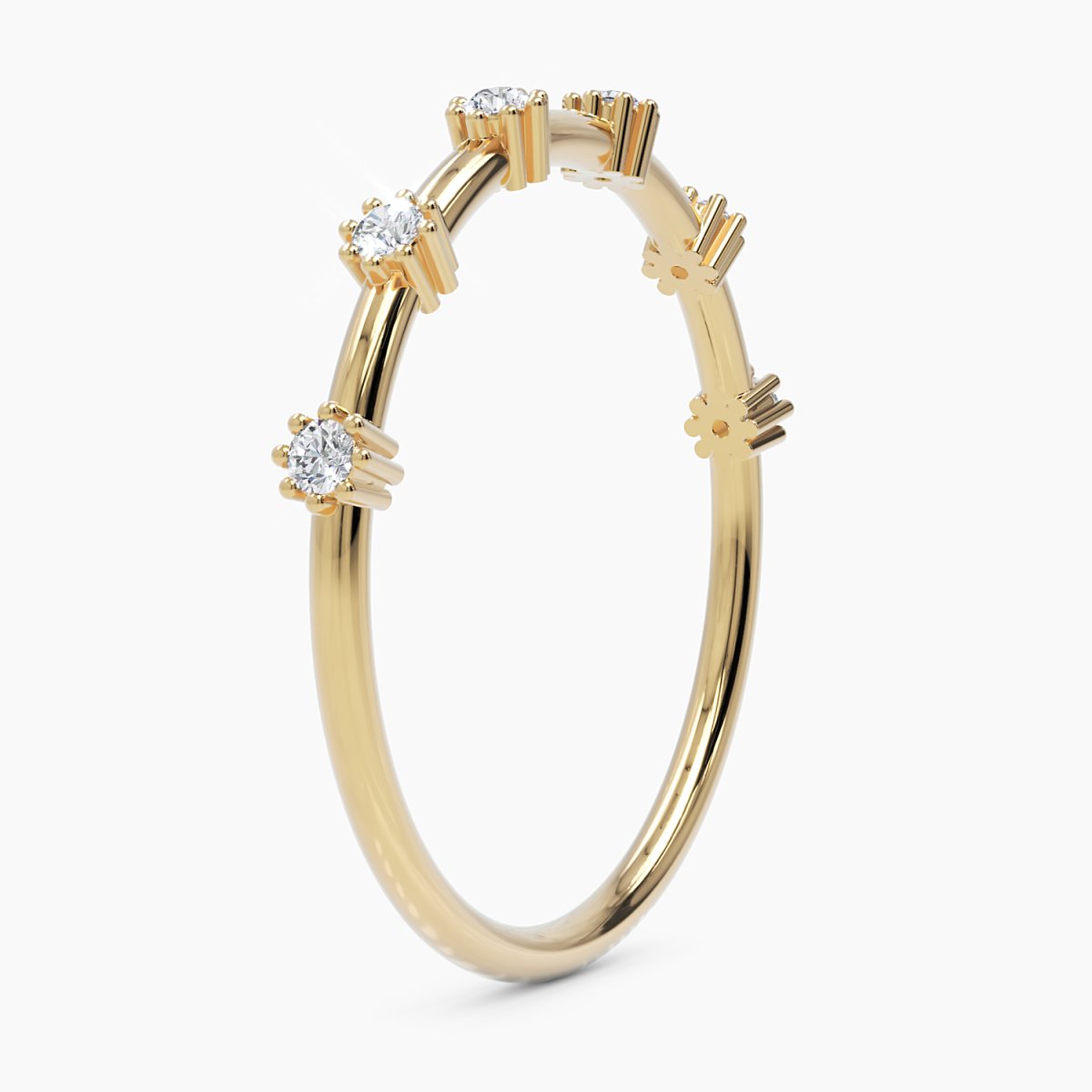 Six Diamond Flower Ring - Narcissus