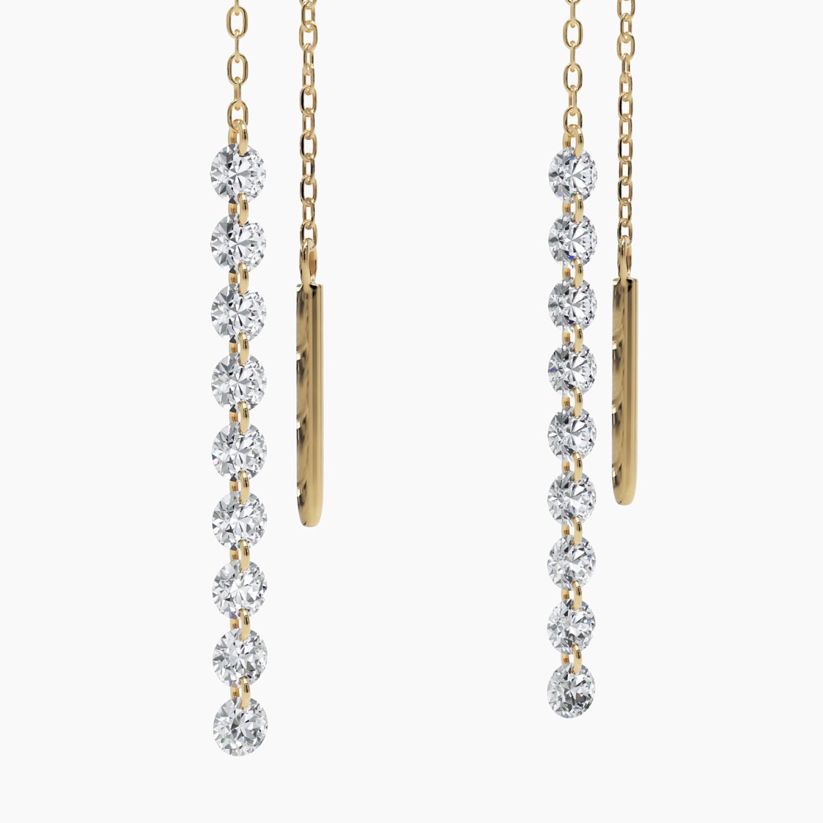 Nude Diamond Threader Earrings in Rose Gold - Narcissus