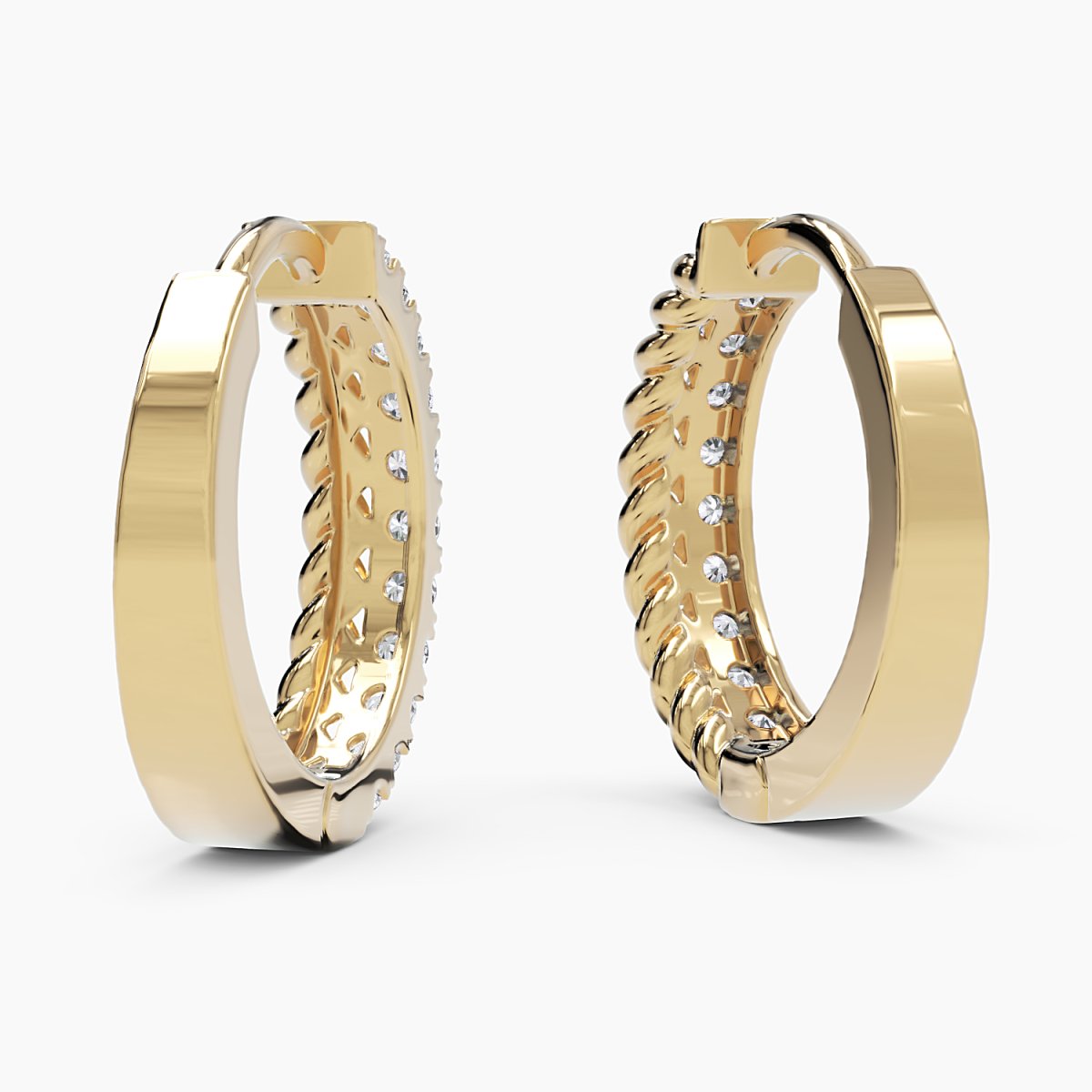 Rope Diamond Hoop Earrings - Narcissus