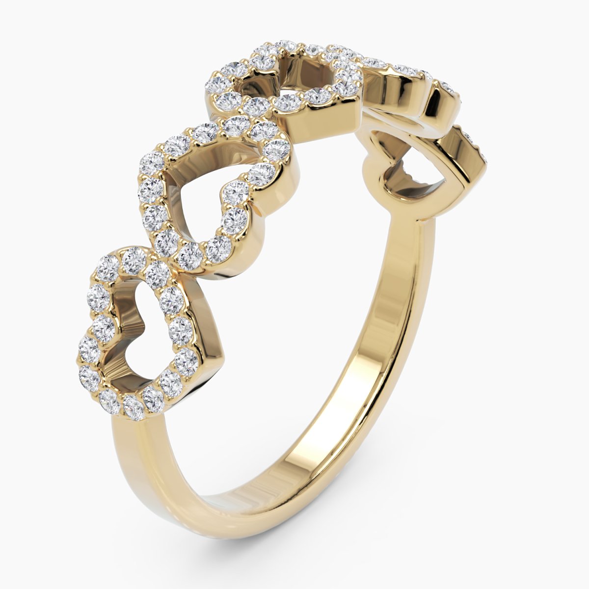 Diamond Alternating Hearts Ring - Narcissus