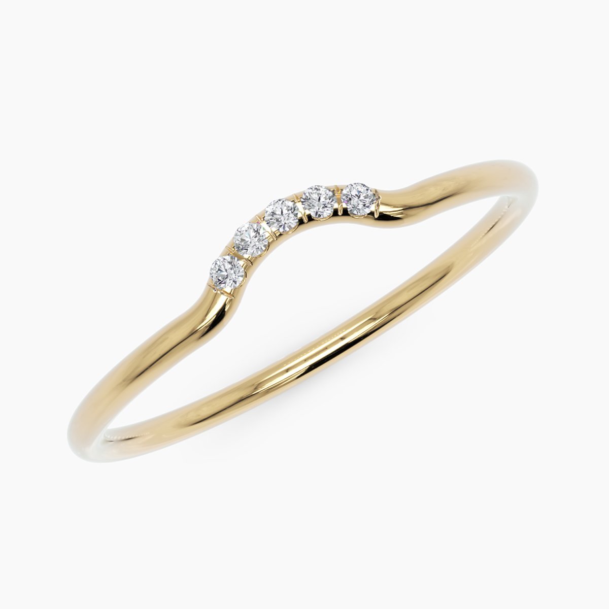 Curved Ring With 5 Diamonds in White Gold - Narcissus