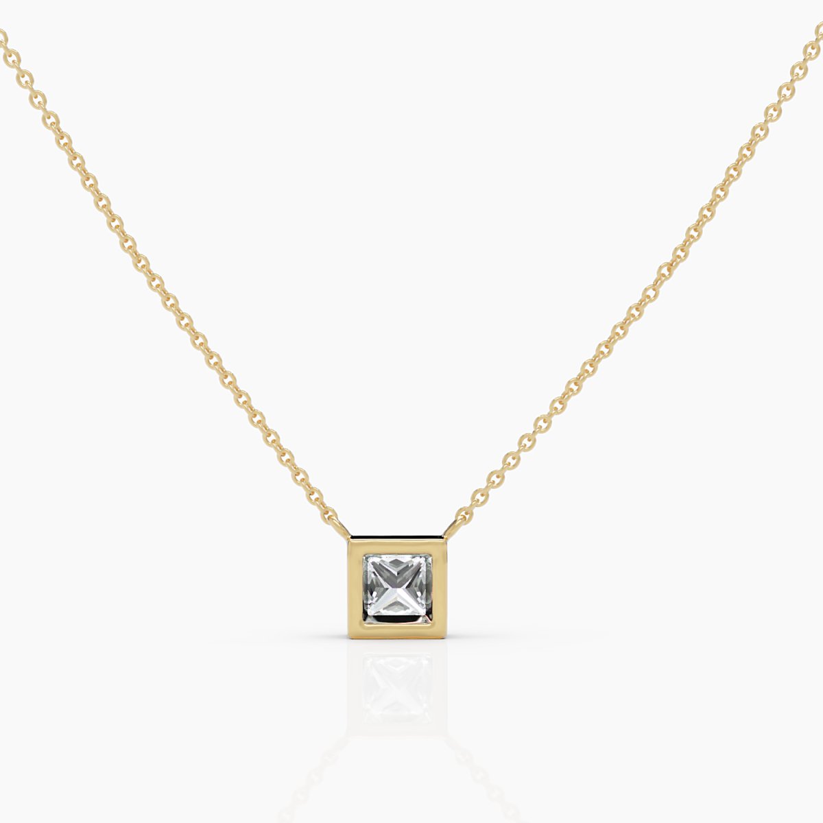 Princess Cut Bezel Diamond Necklace - Narcissus