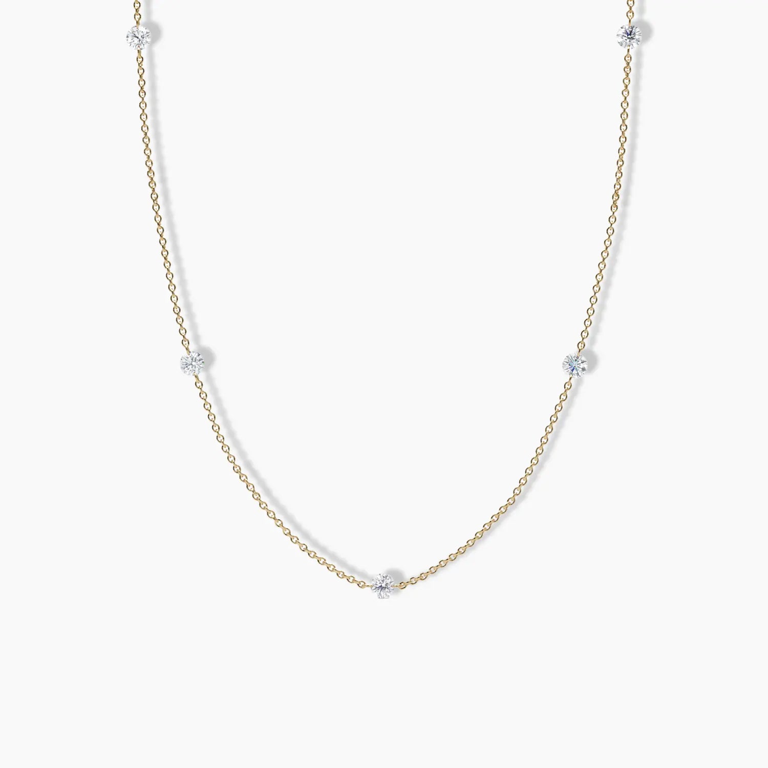 Nude Diamond Station Necklace in Rose Gold - Narcissus