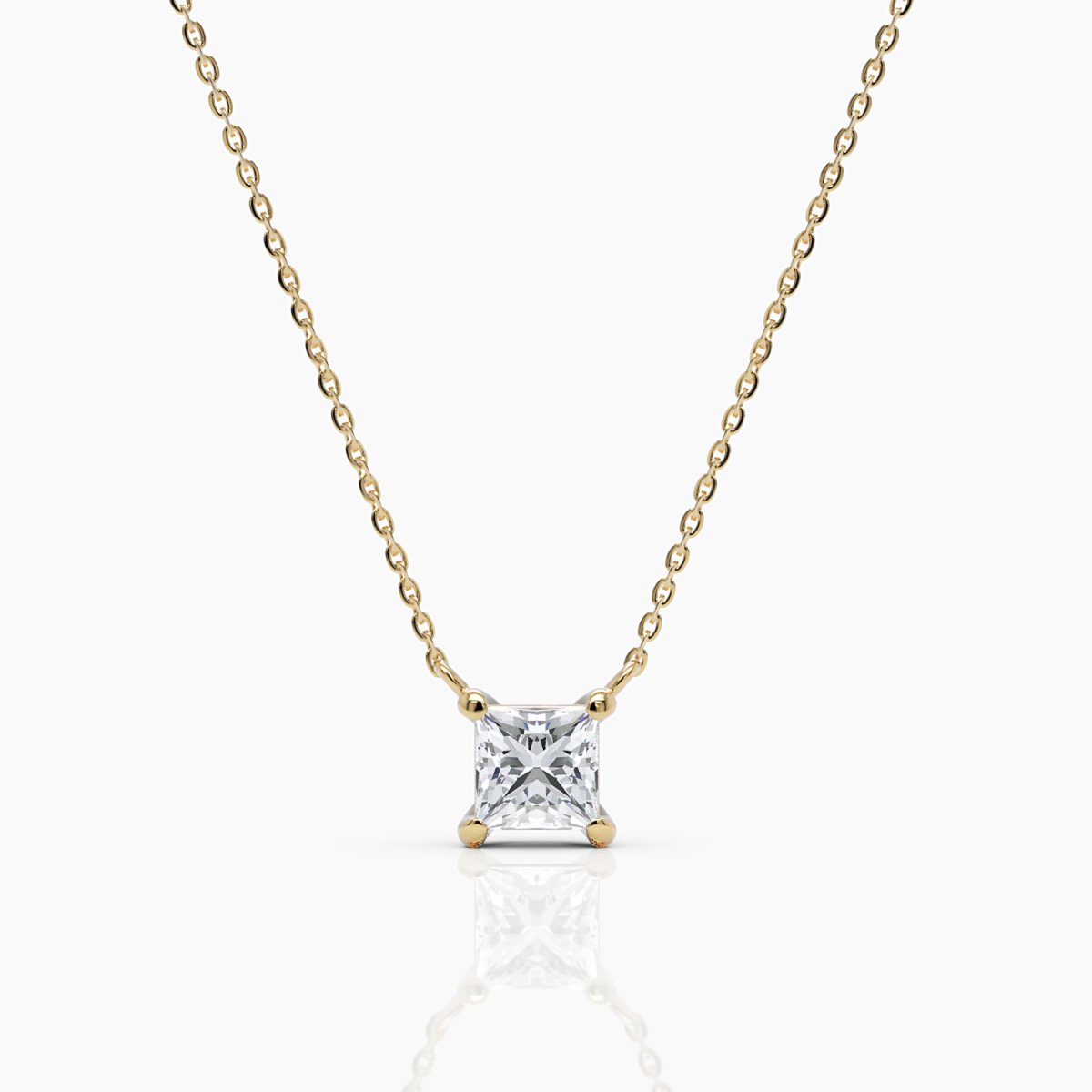 Princess Cut Diamond Solitaire Necklace - Narcissus