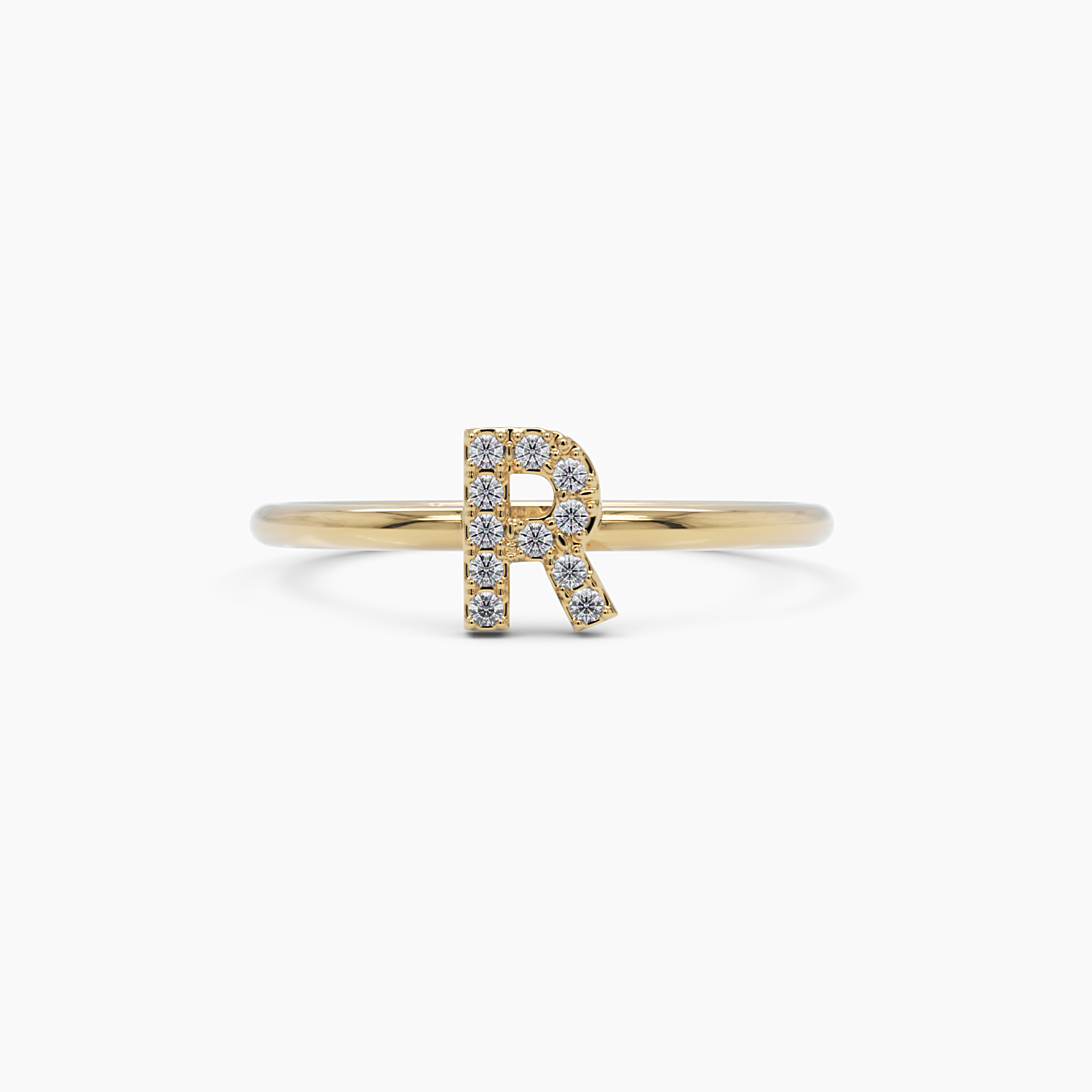 Diamond Initial R Ring