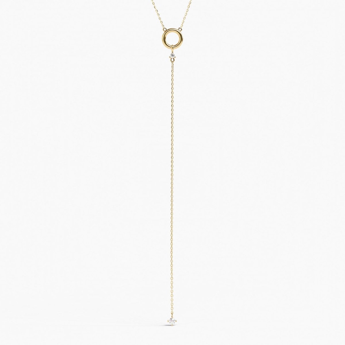 Circle Lariat Y Necklace with Diamonds - Narcissus