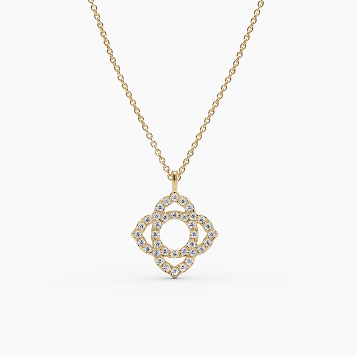 Diamond Clover Pendant Necklace - Narcissus