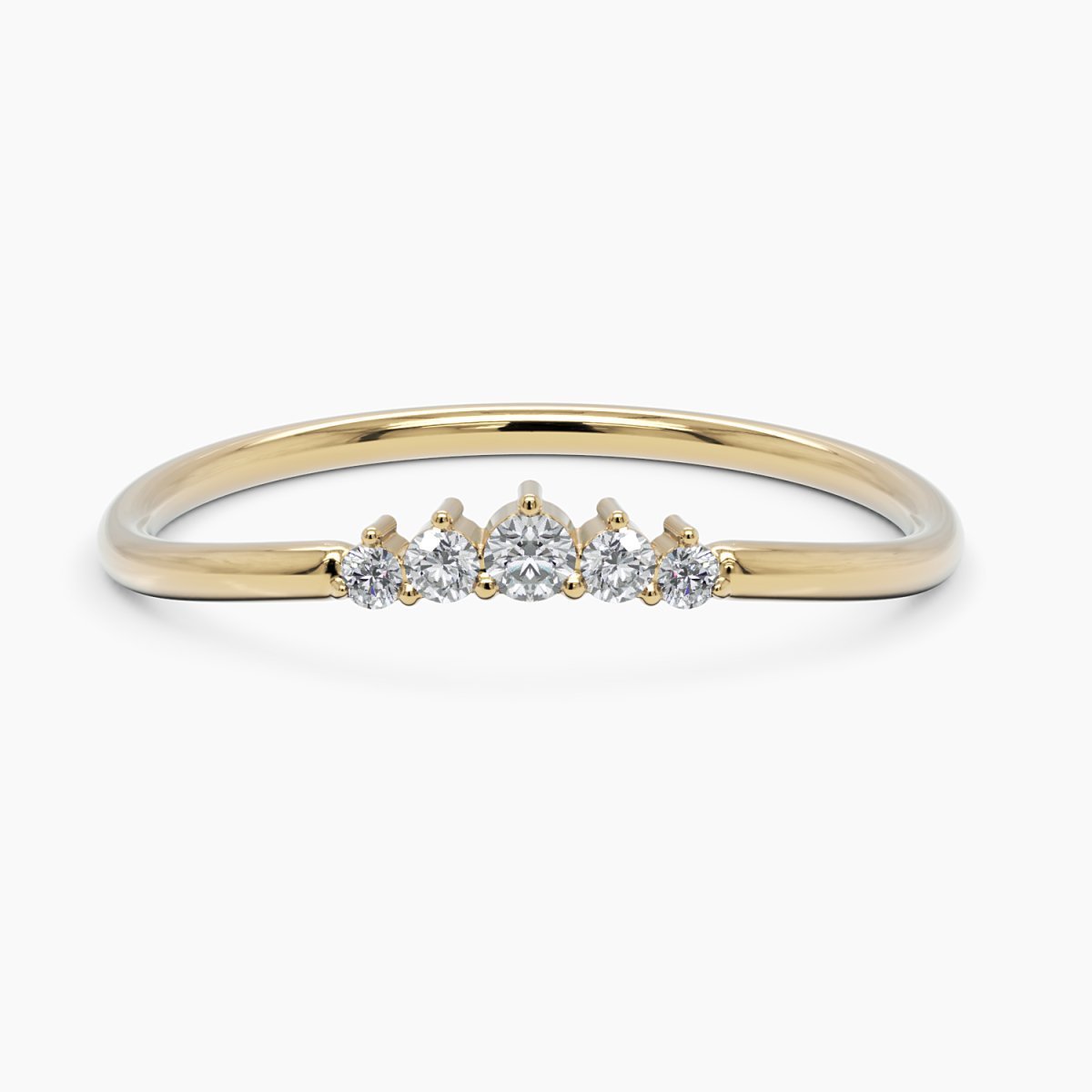 Curved Diamond Wedding Band in White Gold - Narcissus