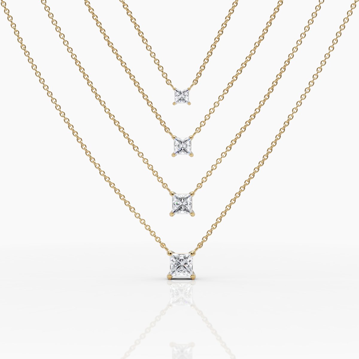 Princess Cut Diamond Solitaire Necklace - Narcissus