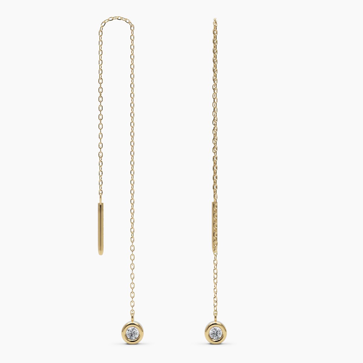 Diamond Threader Earrings in Rose Gold - Narcissus