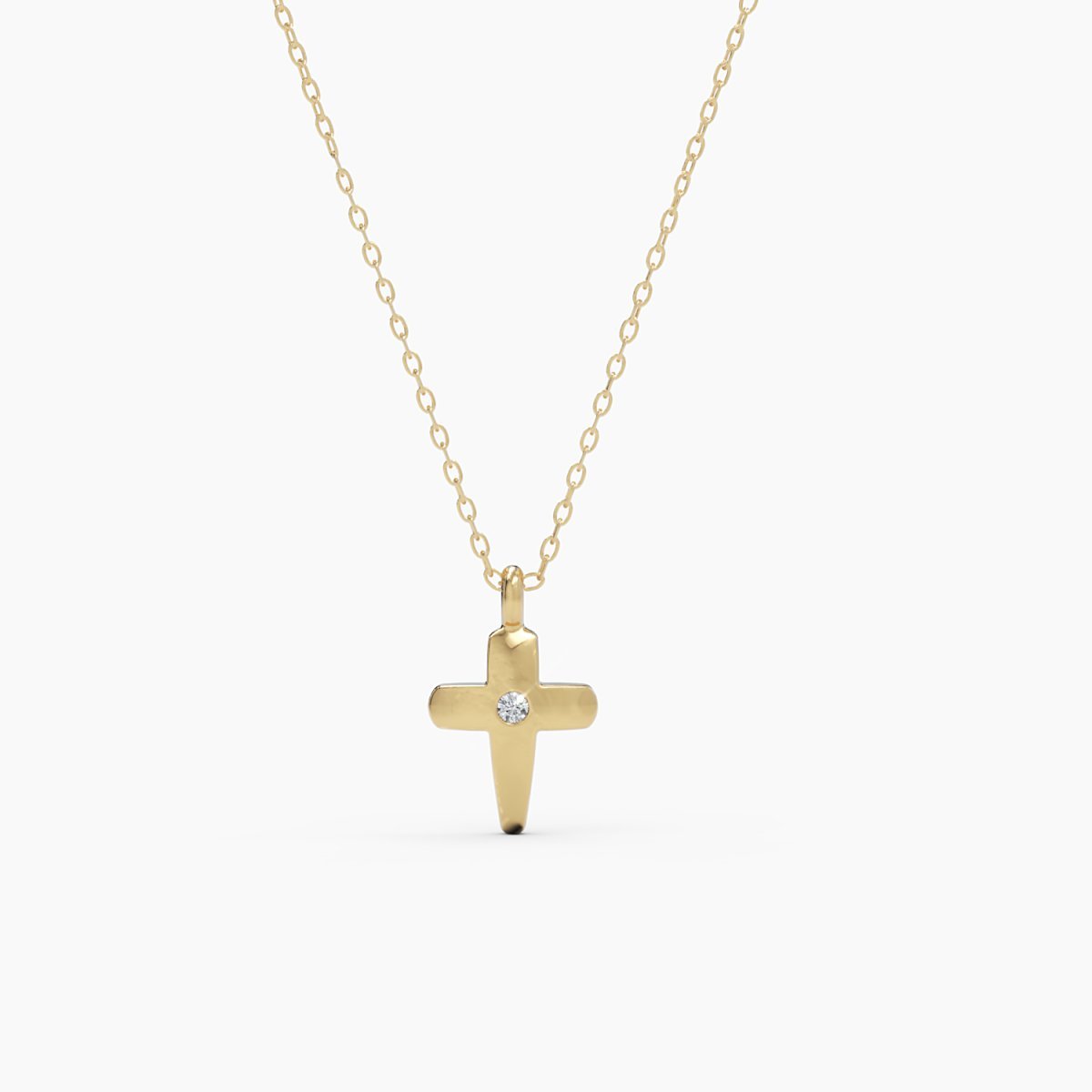 Tiny Cross Necklace With Diamond in White Gold - Narcissus