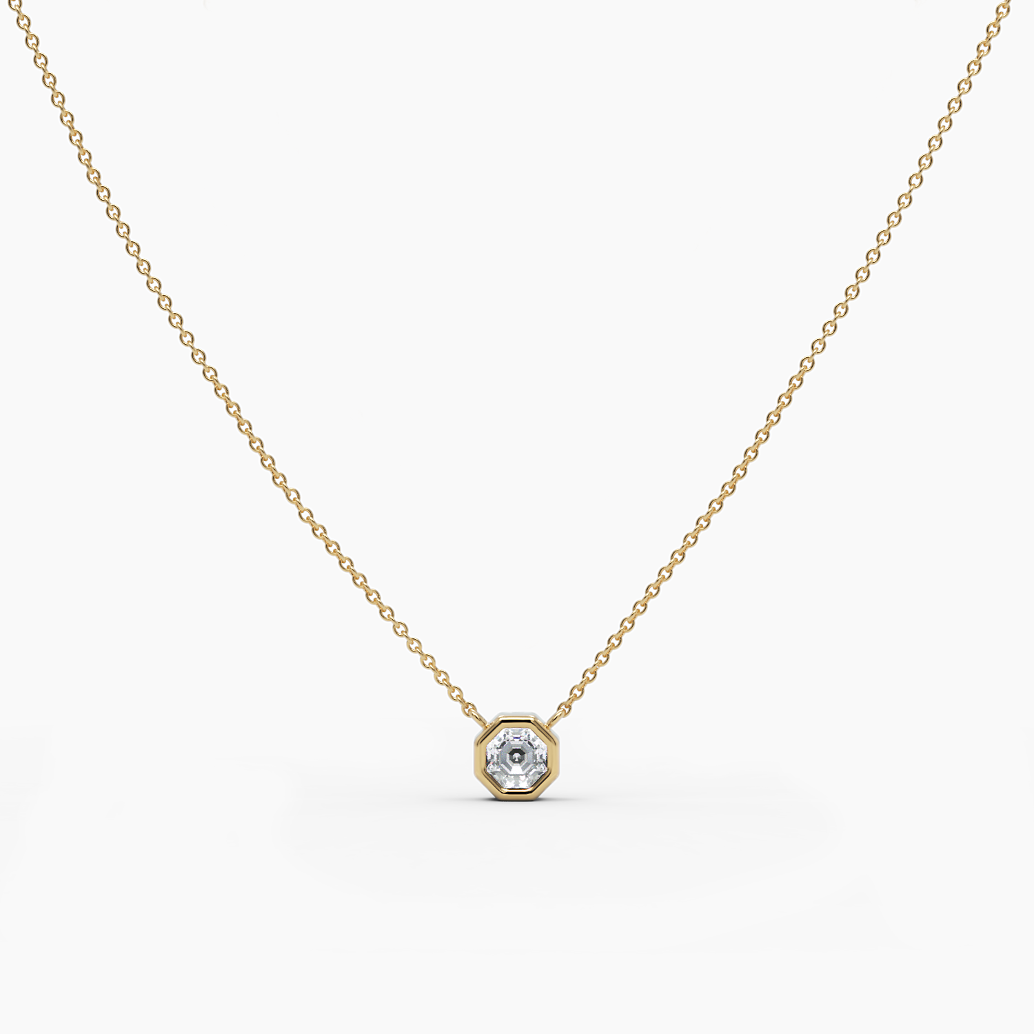 Octagon Cut Diamond Solitaire Necklace