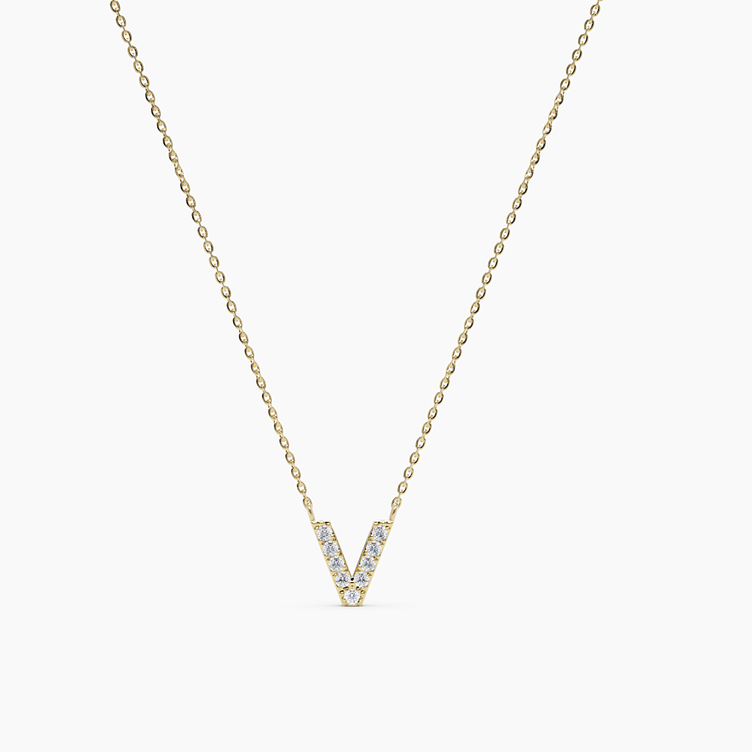 Diamond Initial V Necklace