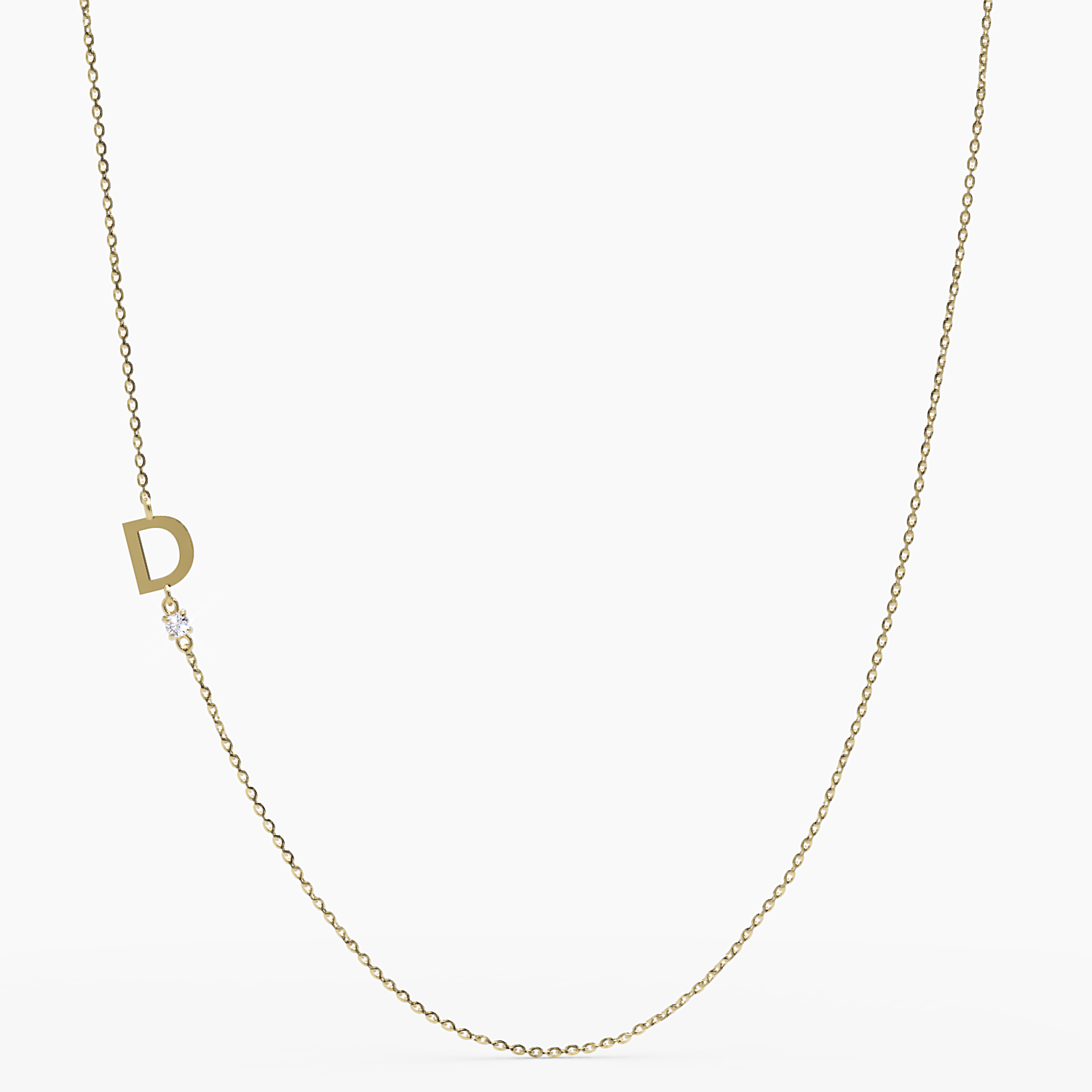 Sideways Initial  D Necklace with Diamond