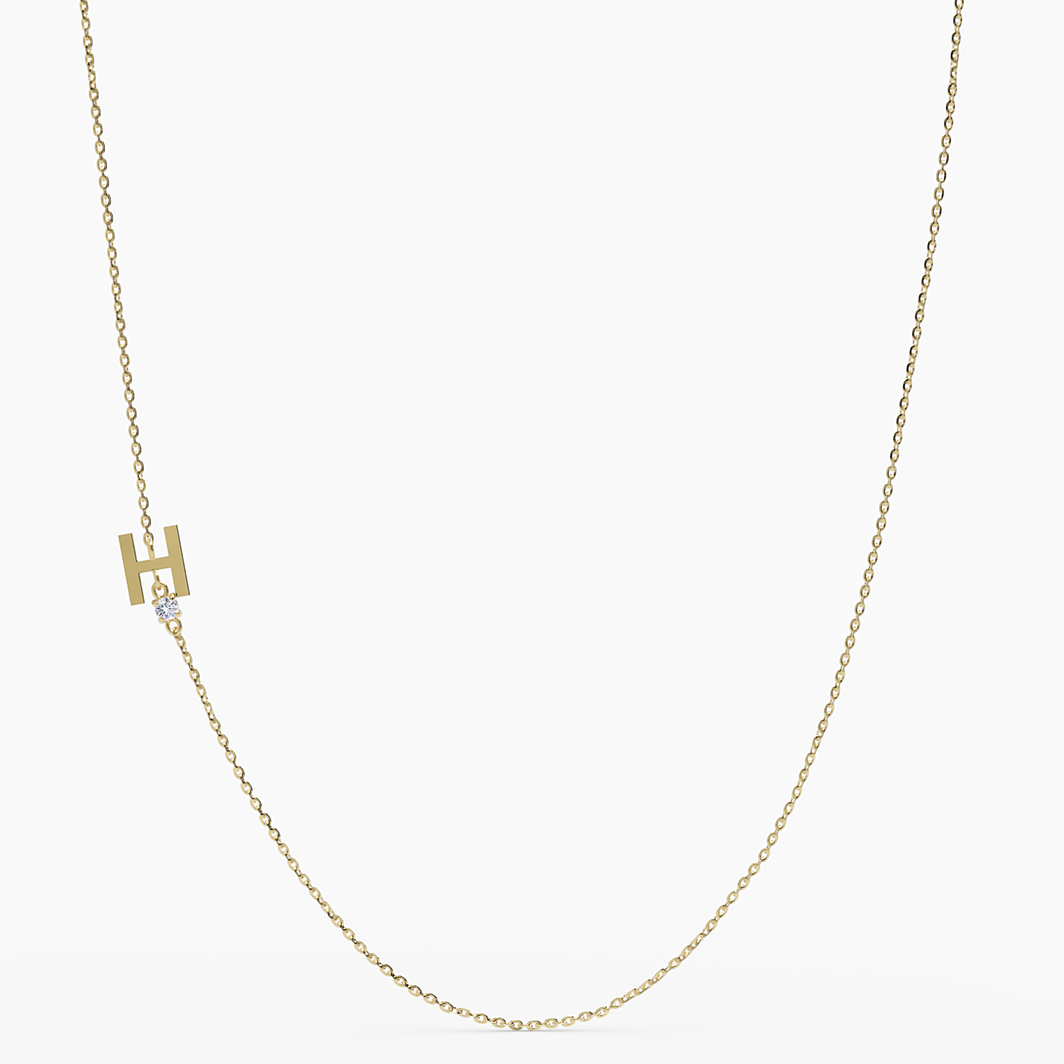 Sideways Initial H Necklace with Diamond