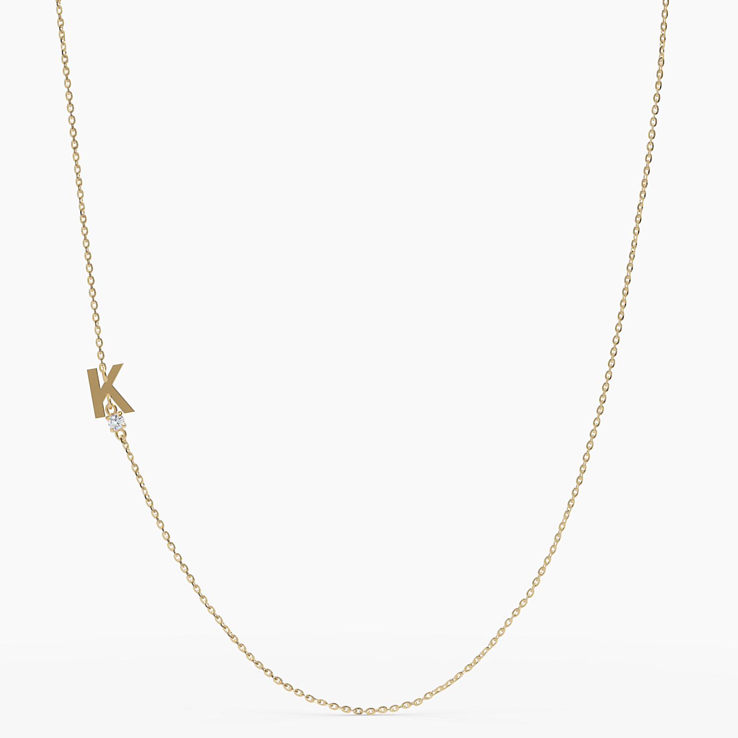 Sideways Initial K Necklace with Diamond