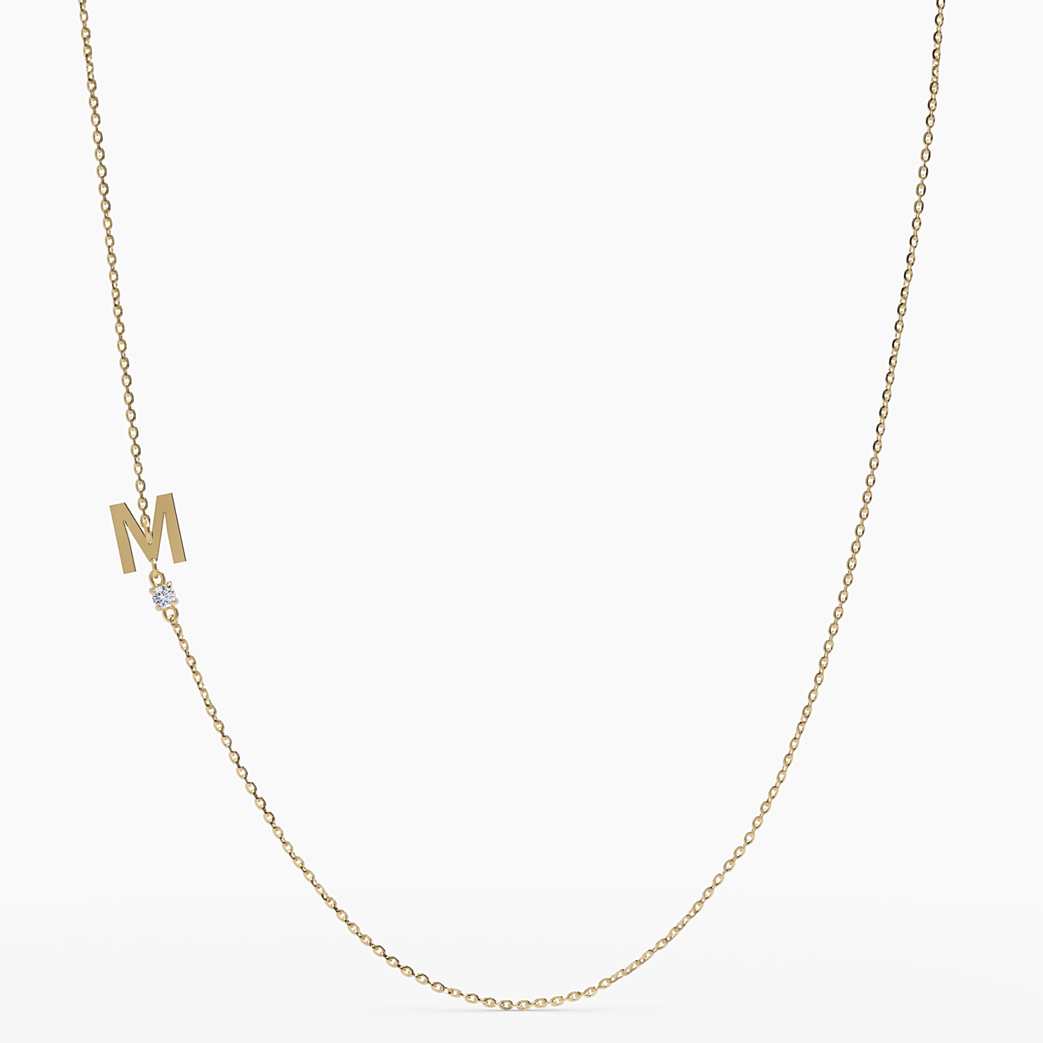 Sideways Initial M Necklace with Diamond