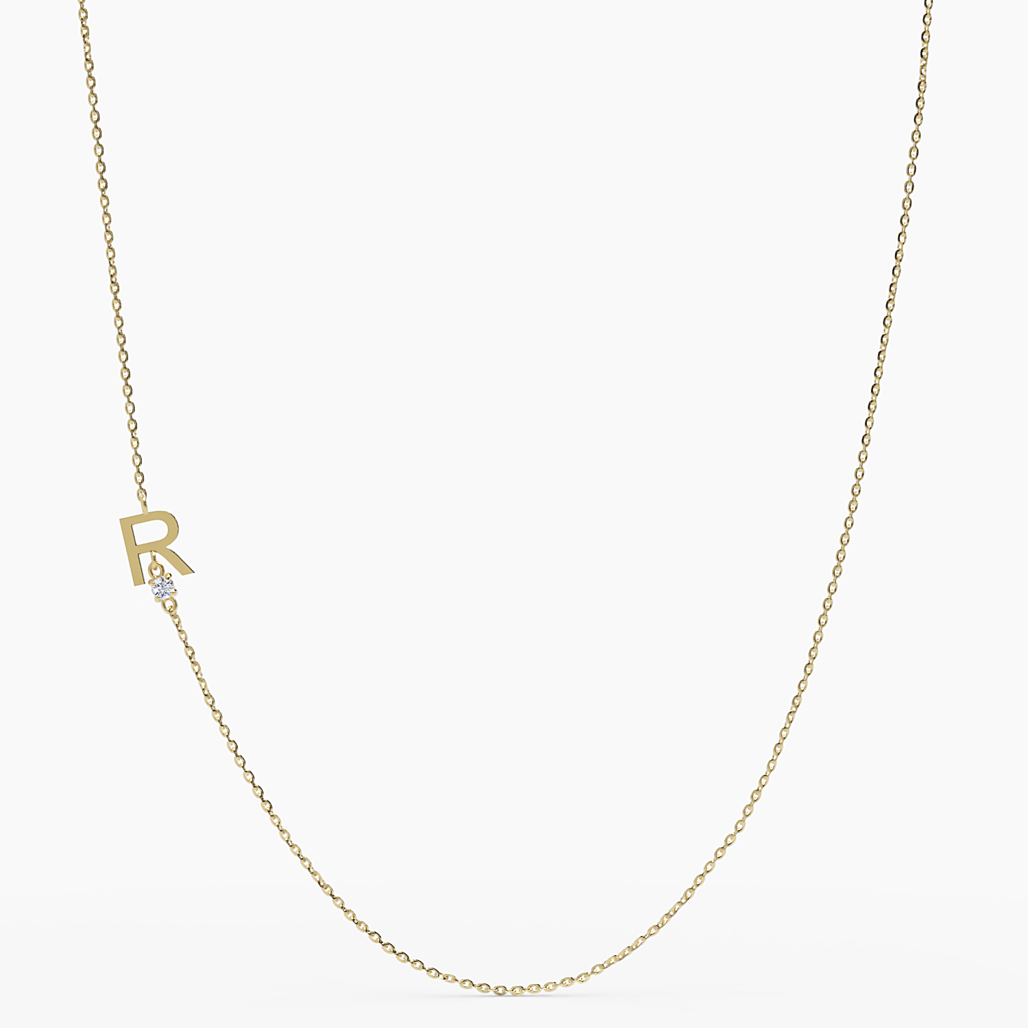 Sideways Initial R Necklace with Diamond