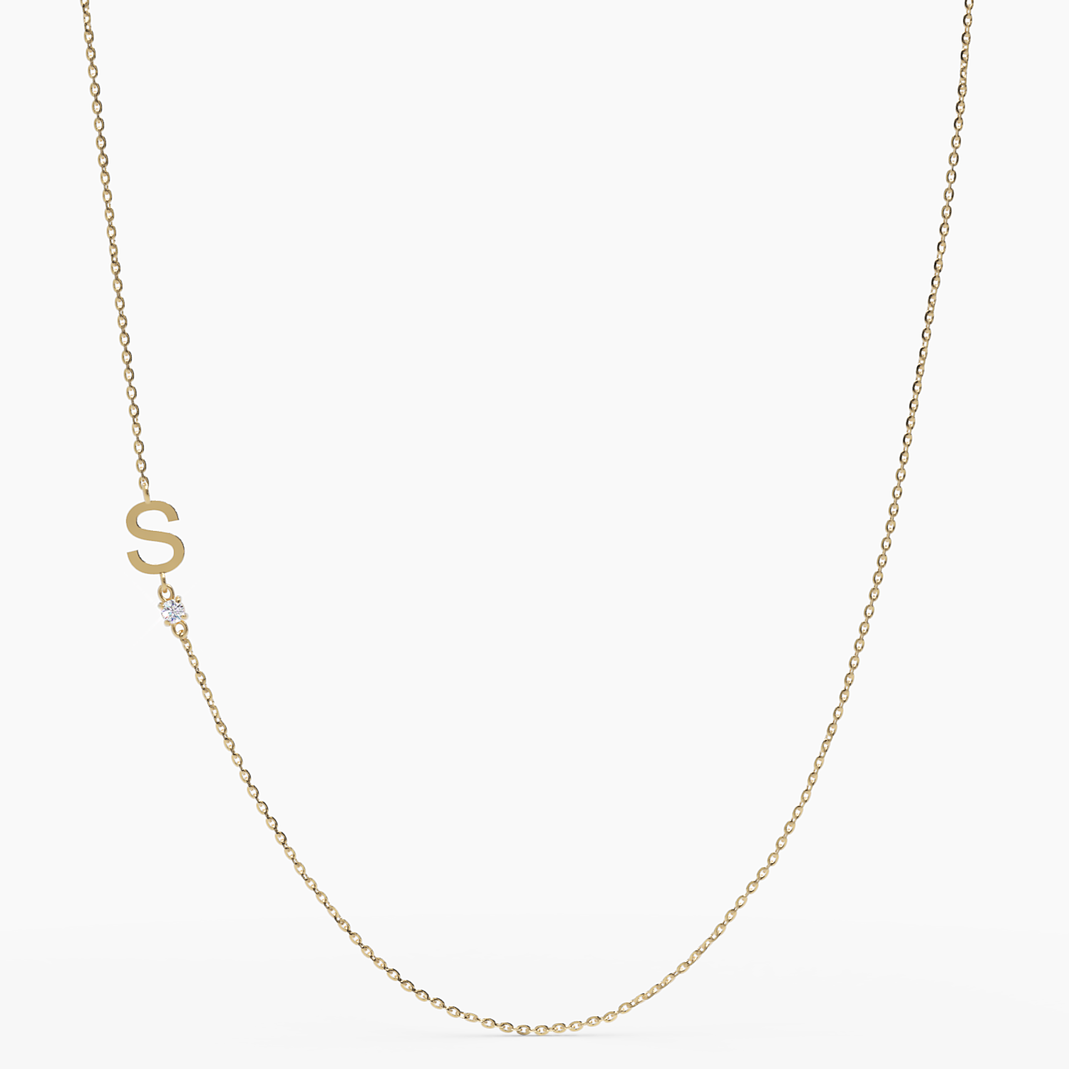 Sideways Initial S Necklace with Diamond