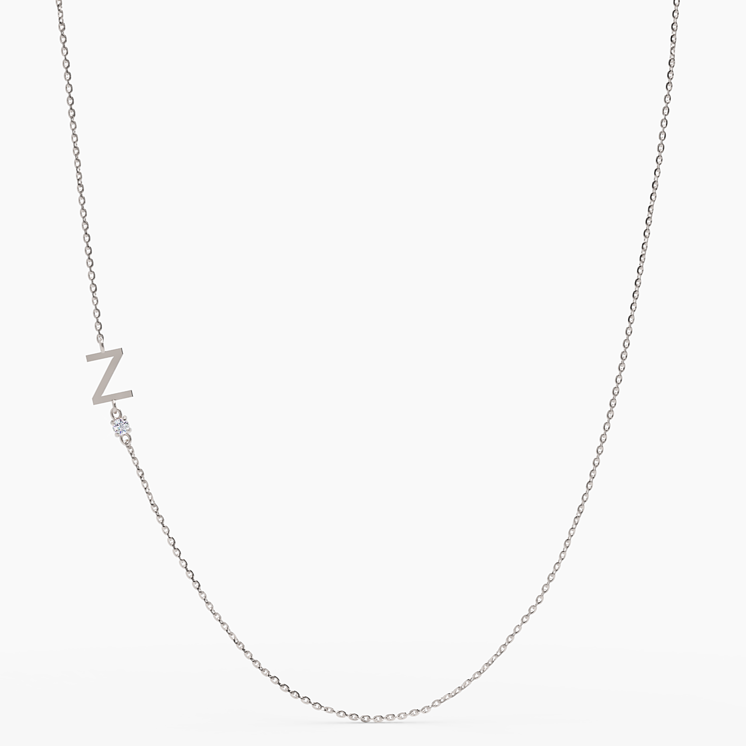 Sideways Initial Z Necklace with Diamond