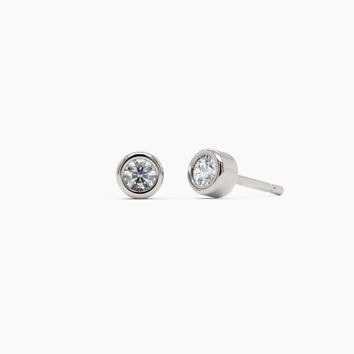 Diamond Bezel Studs in White Gold - Narcissus