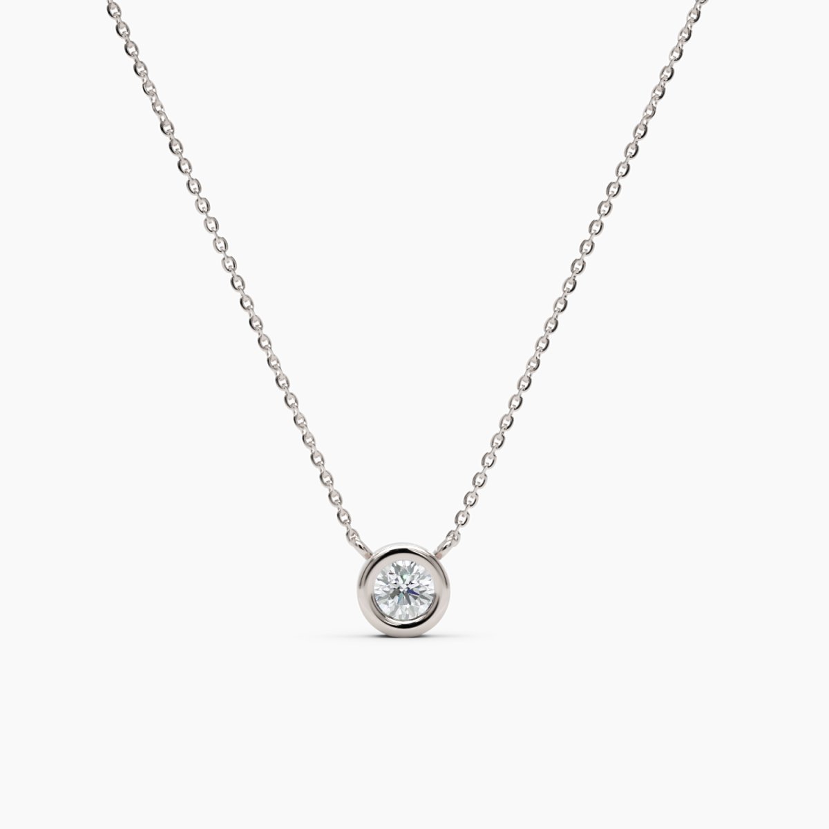 Diamond Bezel Necklace in White Gold - Narcissus