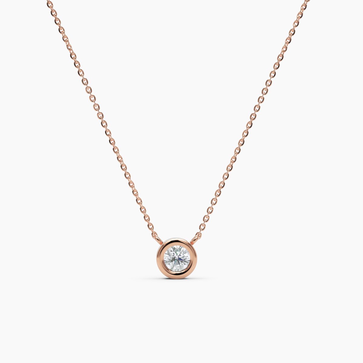 Diamond Bezel Necklace in Rose Gold - Narcissus