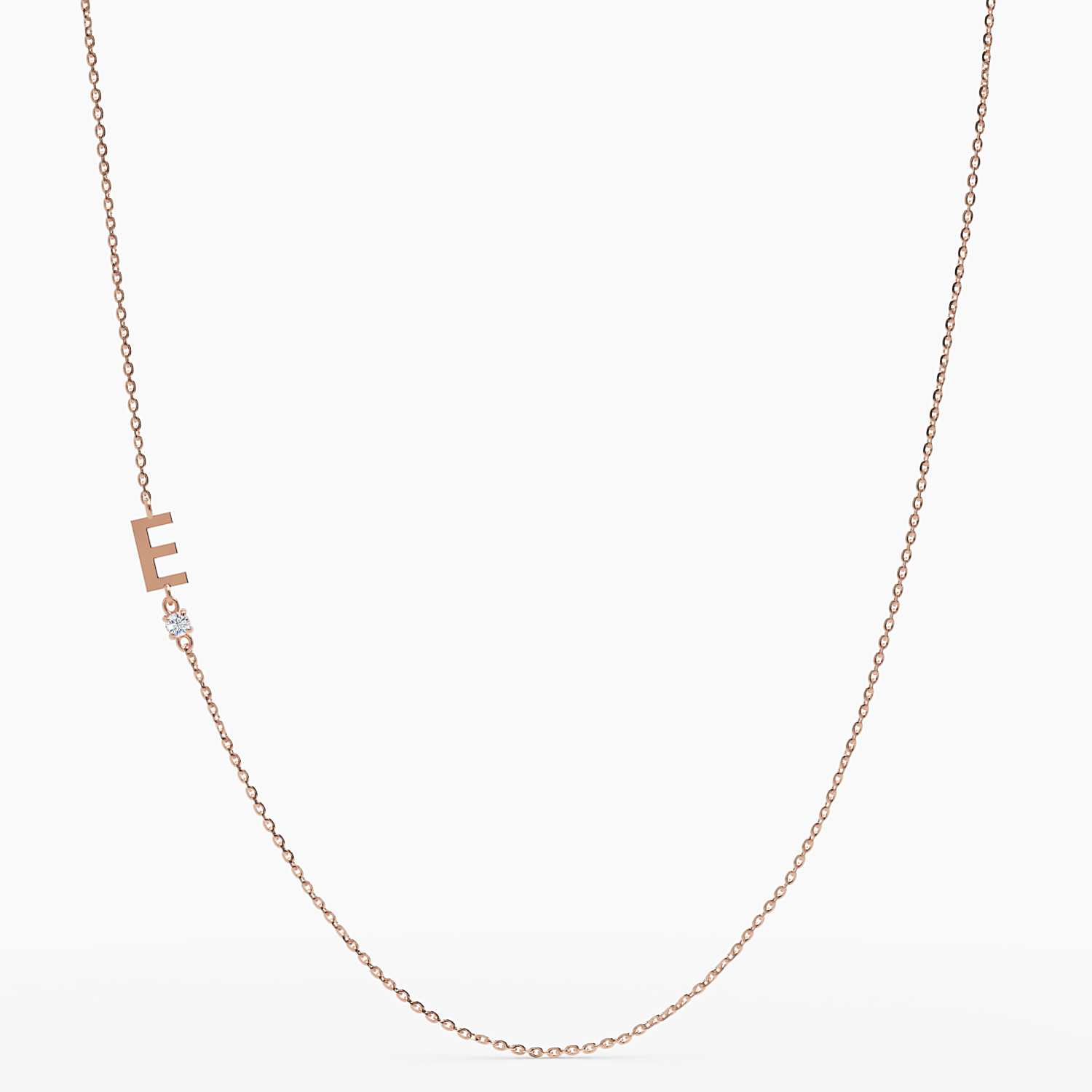 Sideways Initial E Necklace with Diamond