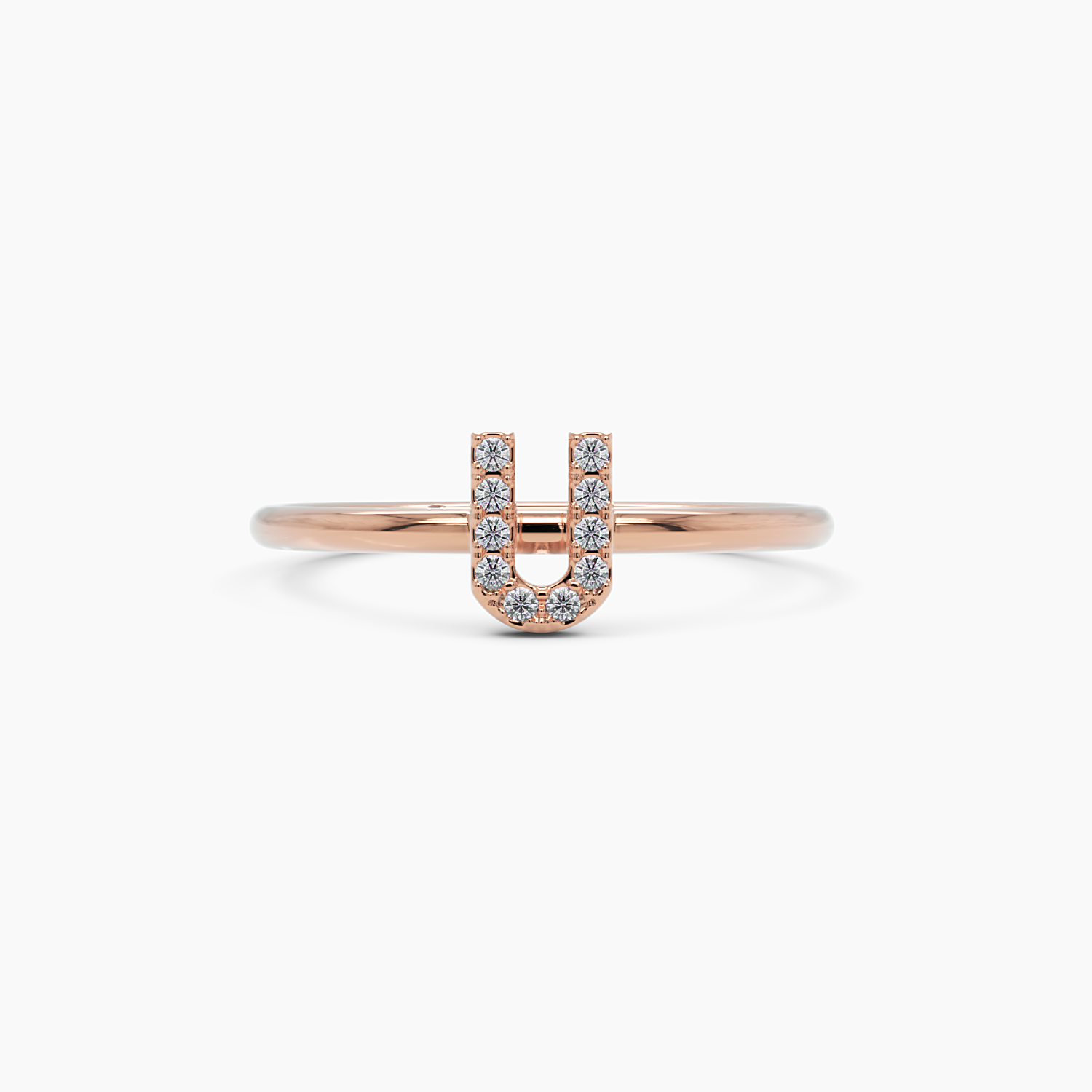 Diamond Initial U Ring