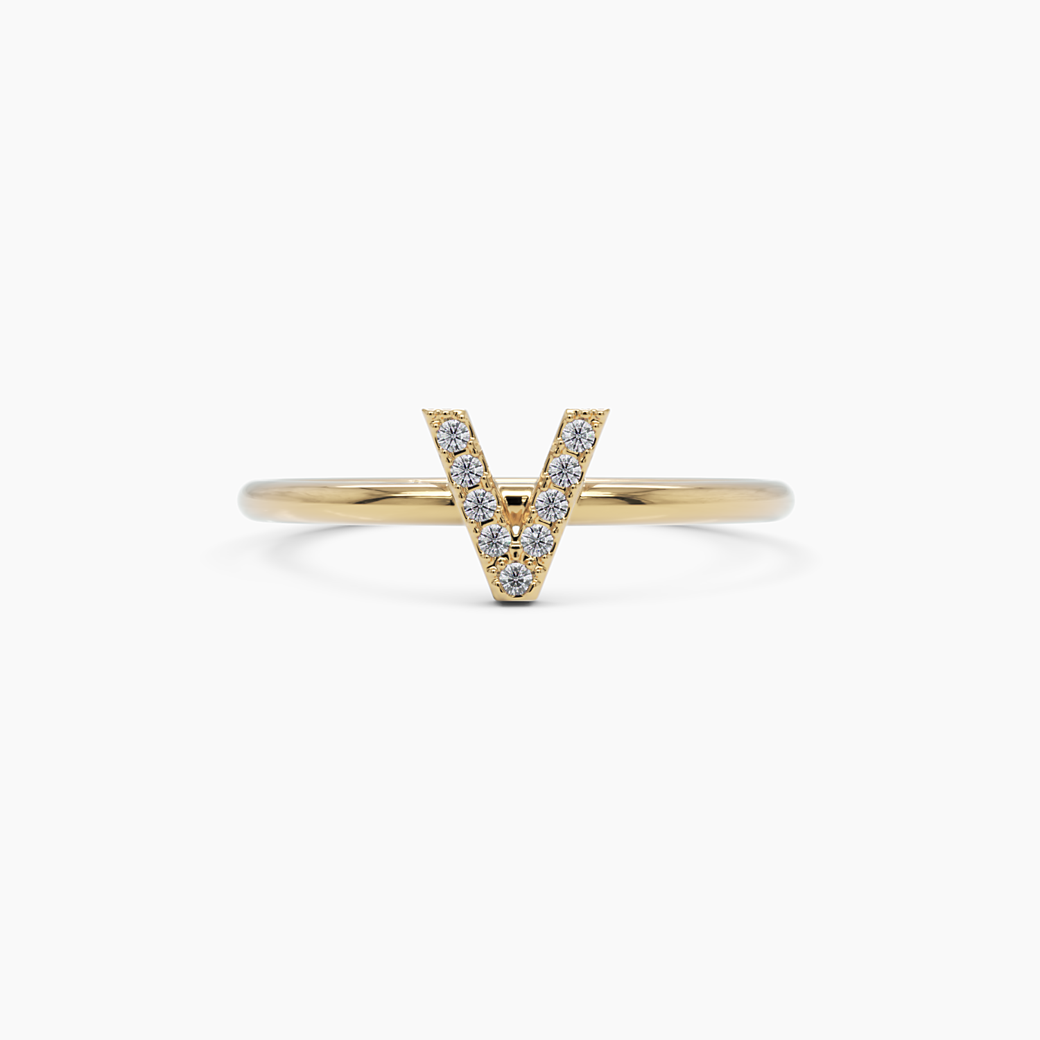 Diamond Initial V Ring