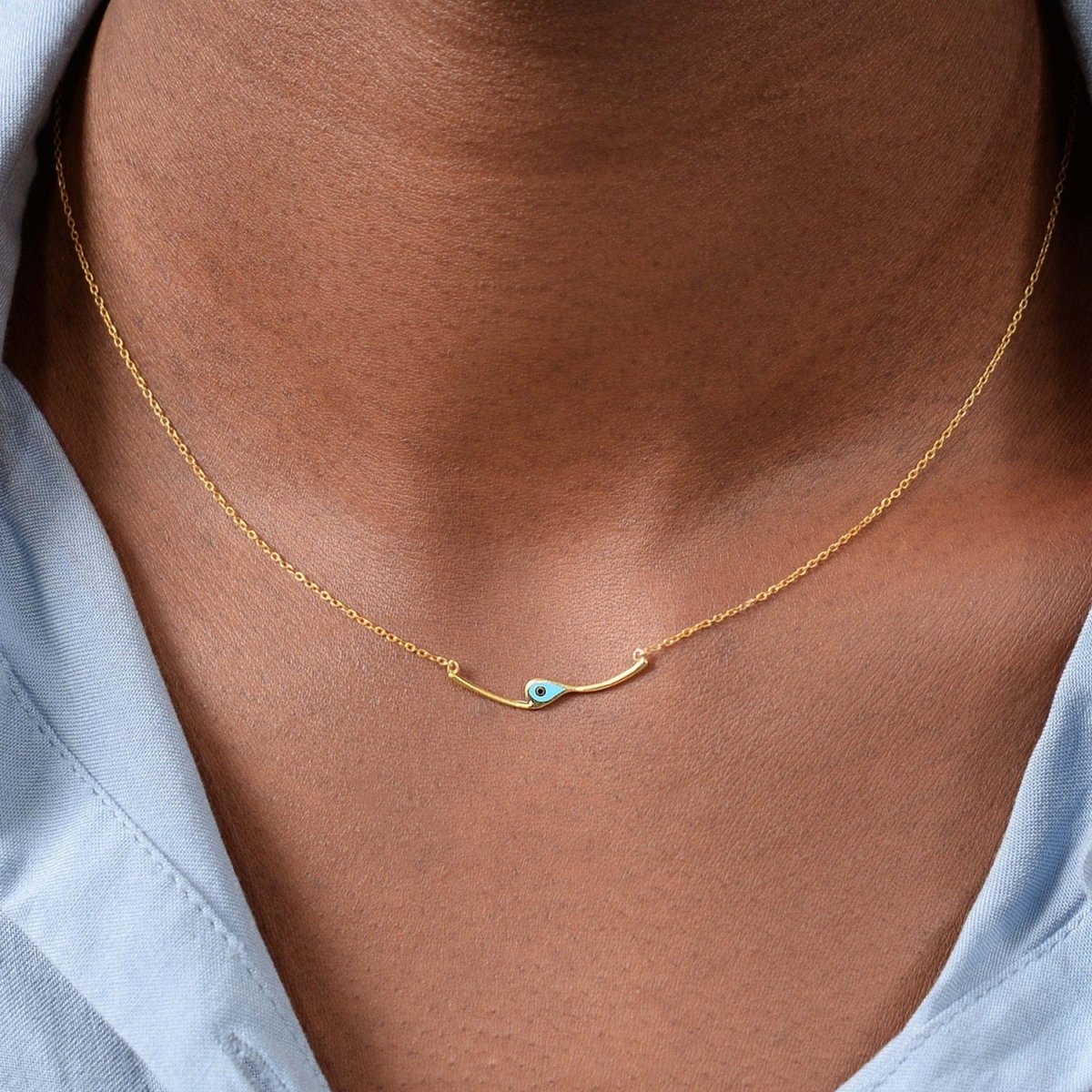 Evil Eye Bar Necklace - Narcissus