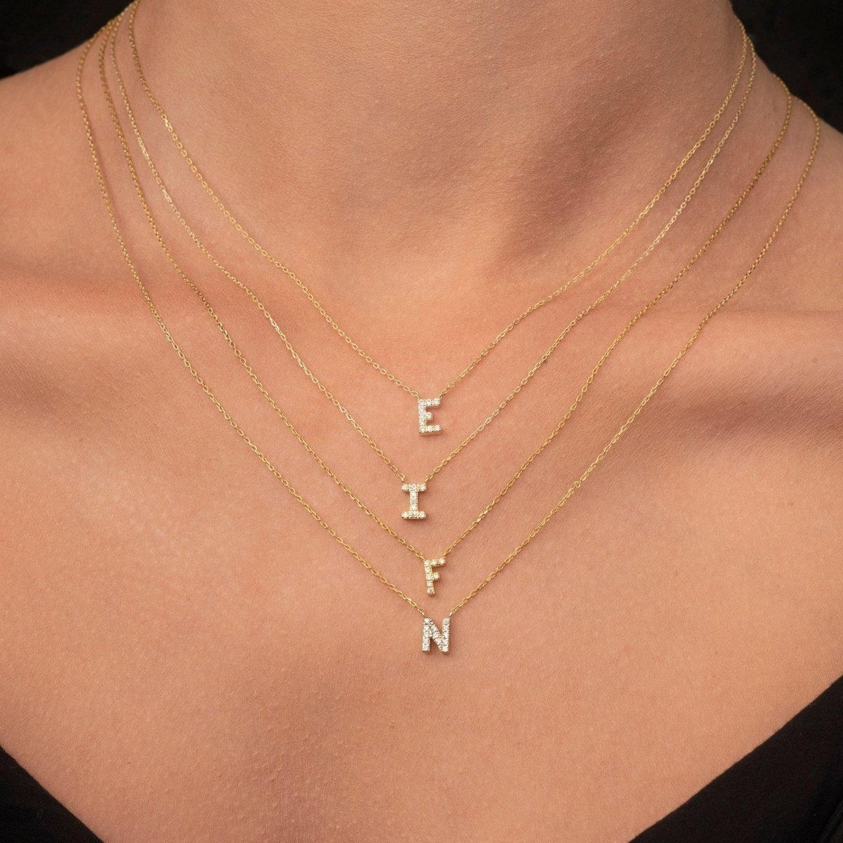 Diamond Initial E Necklace - Narcissus