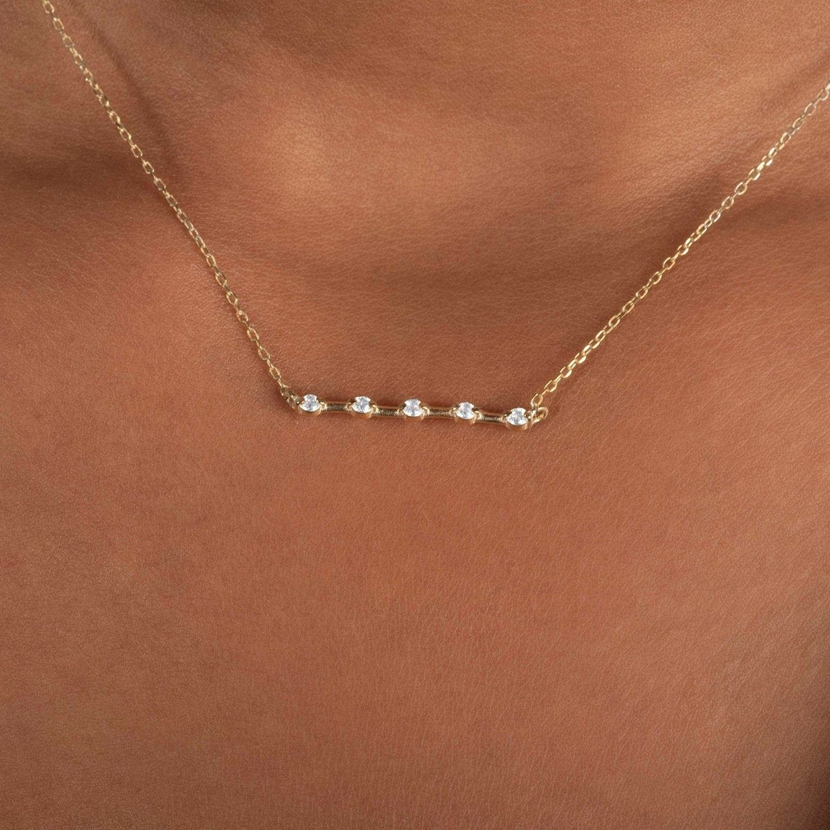 Five Diamond Bar Necklace - Narcissus