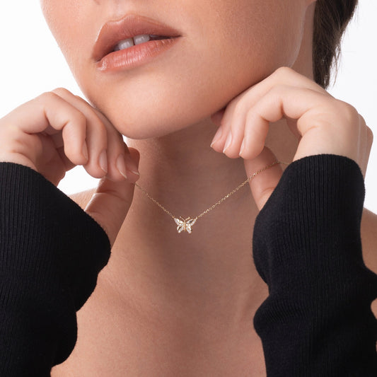 Diamond Butterfly Choker Necklace