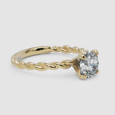 Twisted Band Diamond Engagement Ring - Narcissus