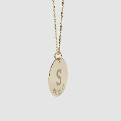 Gold Engravable Disc Necklace - Narcissus