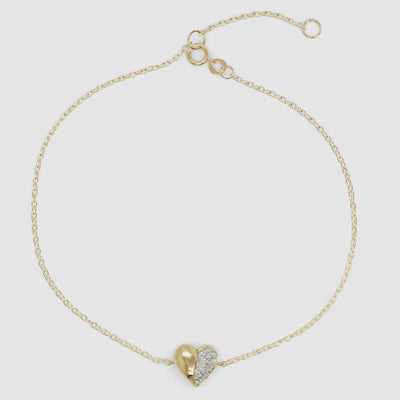 Diamond Puffy Heart Bracelet - Narcissus