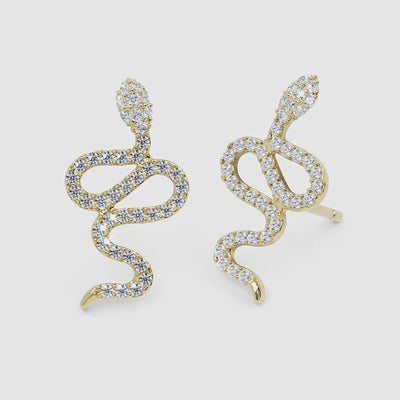 Diamond Snake Stud Earrings - Narcissus