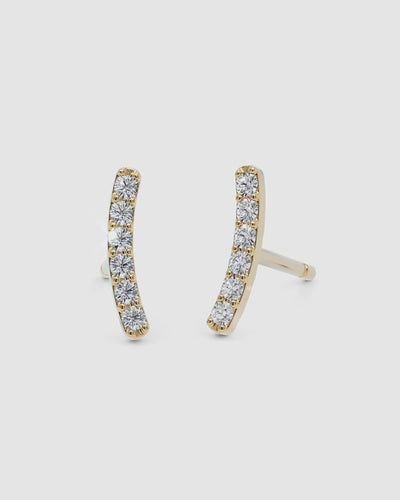 Curved Bar Diamond Stud Earrings - Narcissus