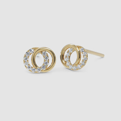 Double Circle Diamond Stud Earrings - Narcissus