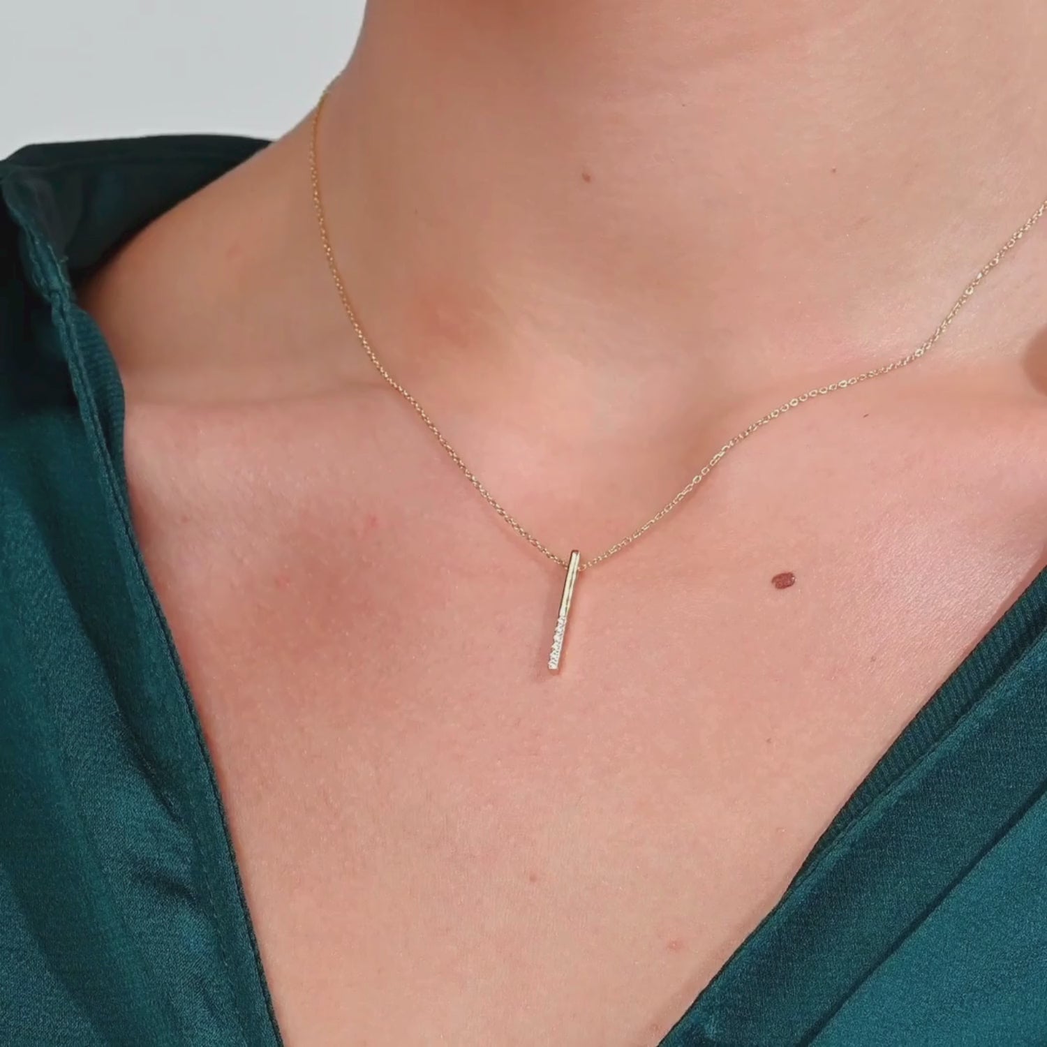 0.02 cttw Diamond Accent Vertical Bar Pendant Necklace In 10k White Go –  EternalDia
