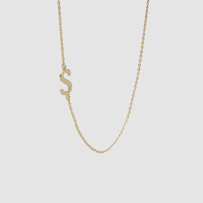 Single Initial Off-Center Necklace - Narcissus