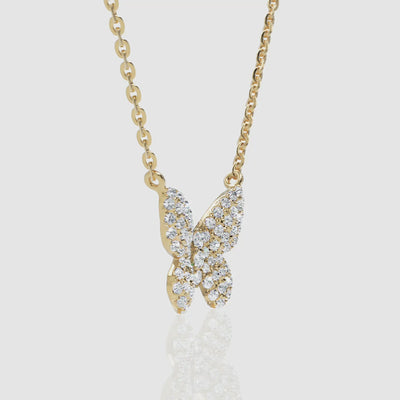 Dainty Pave Diamond Butterfly Necklace - Narcissus