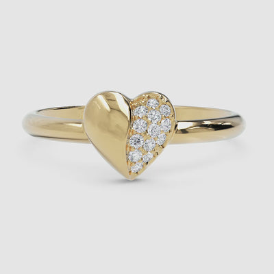 Diamond Puffy Heart Ring - Narcissus